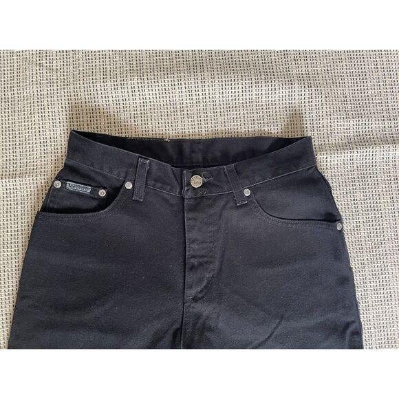 Vintage Lee Riveted Straight Jeans Womens Size 8 Black USA Made 100% Cotton 30In - Picture 3 of 7